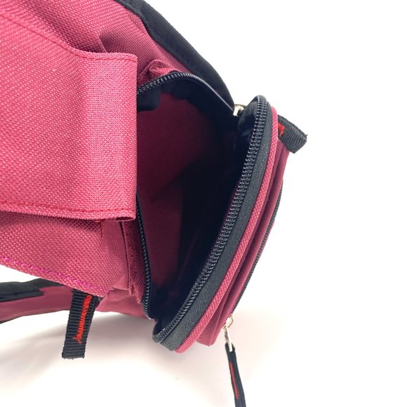 Messenger Women's Burgundy Bag Poly Sport Shoulder 4 Zip Pocket Cellphone Pouch - Picture 3 of 4